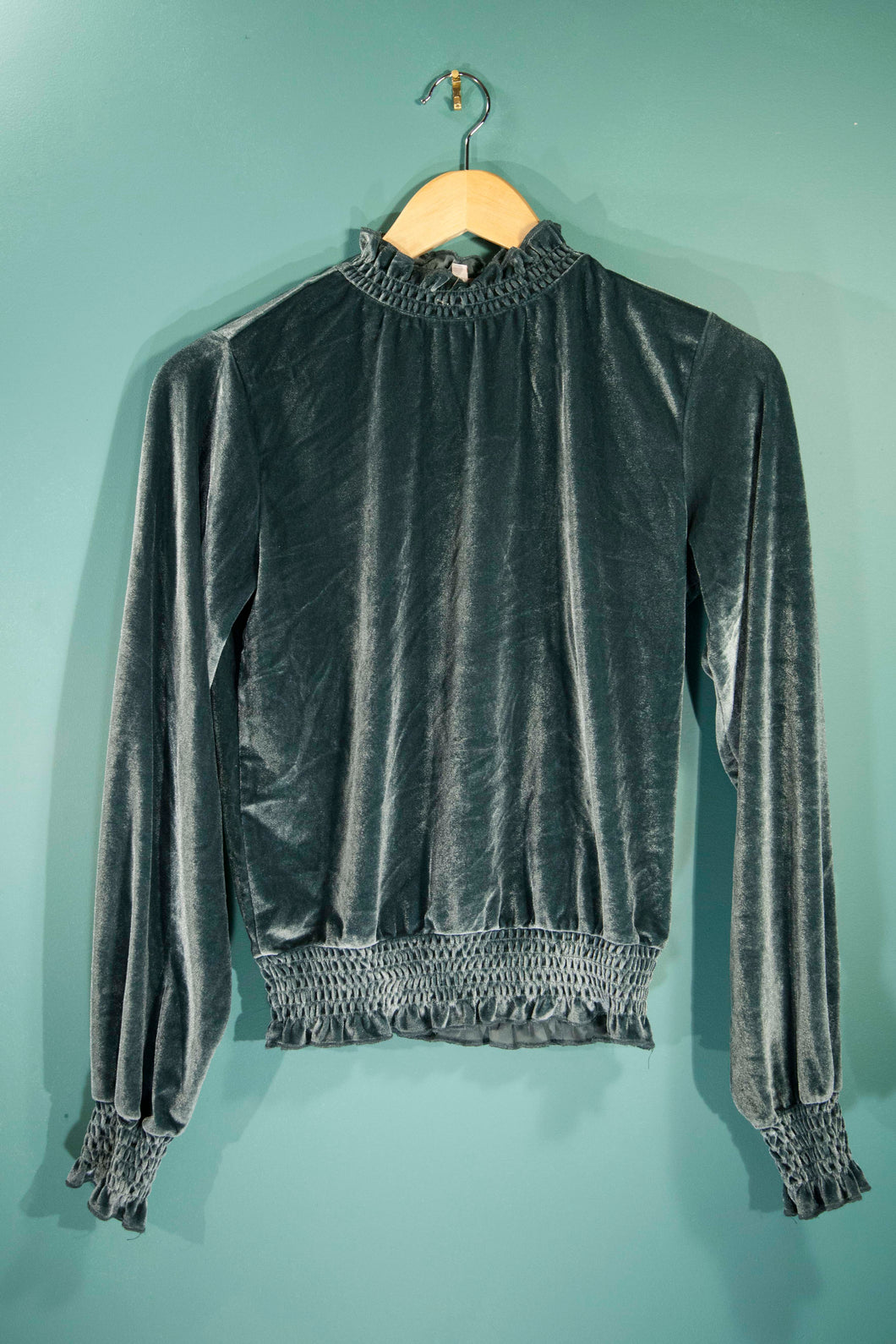 Haut velou col roulé bleu