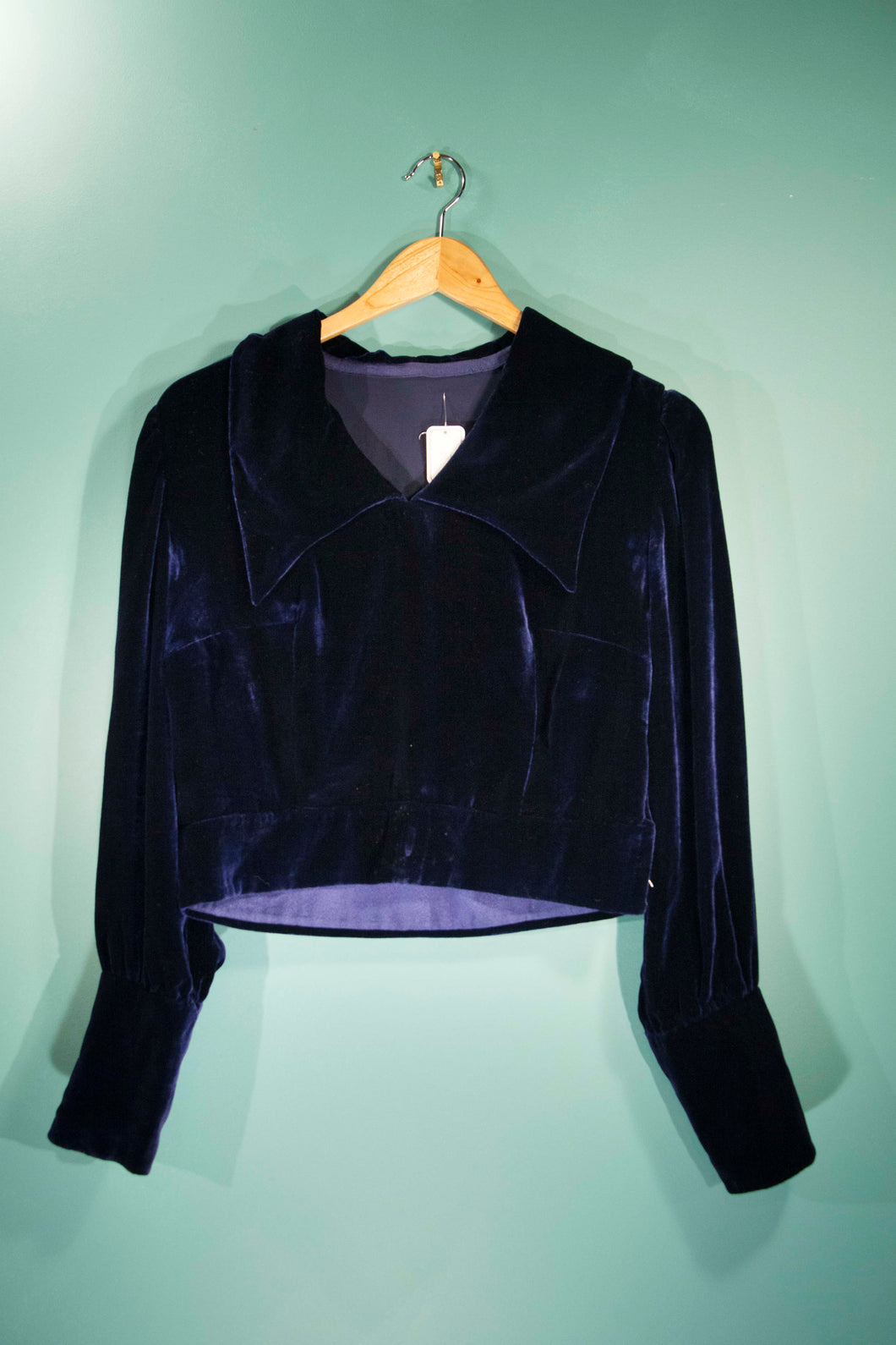 Top velour bleu vintage