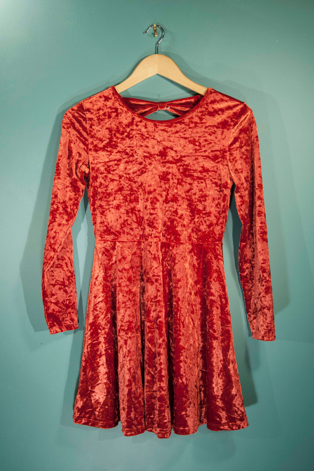 Robe velour vintage rouge clair