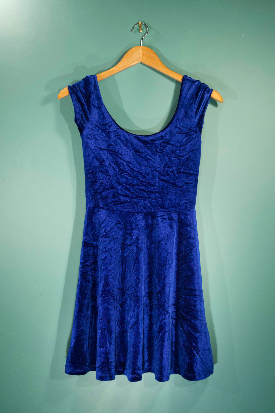 Robe velour bleu vintage