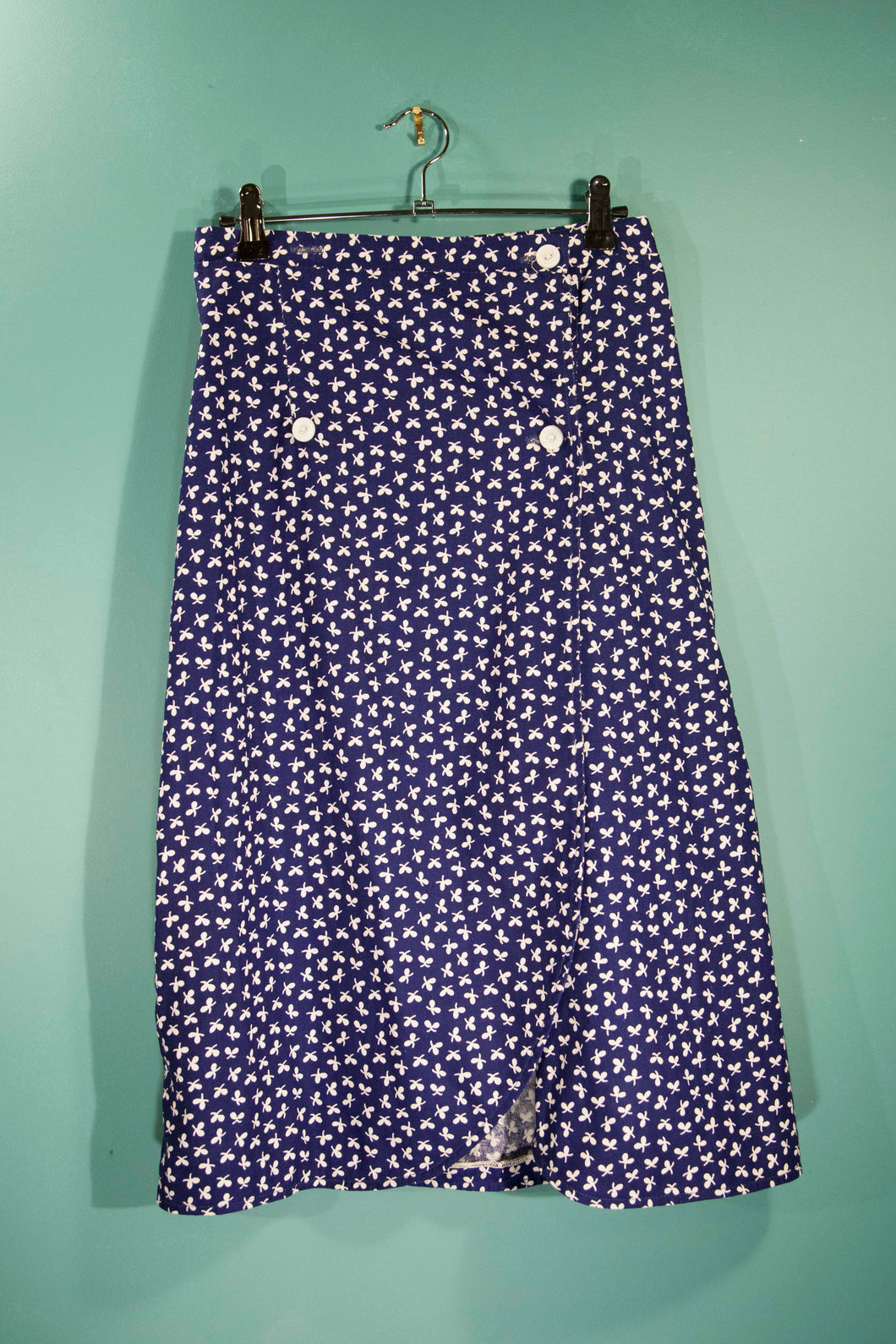 Jupe 70's bleue à fleurs
