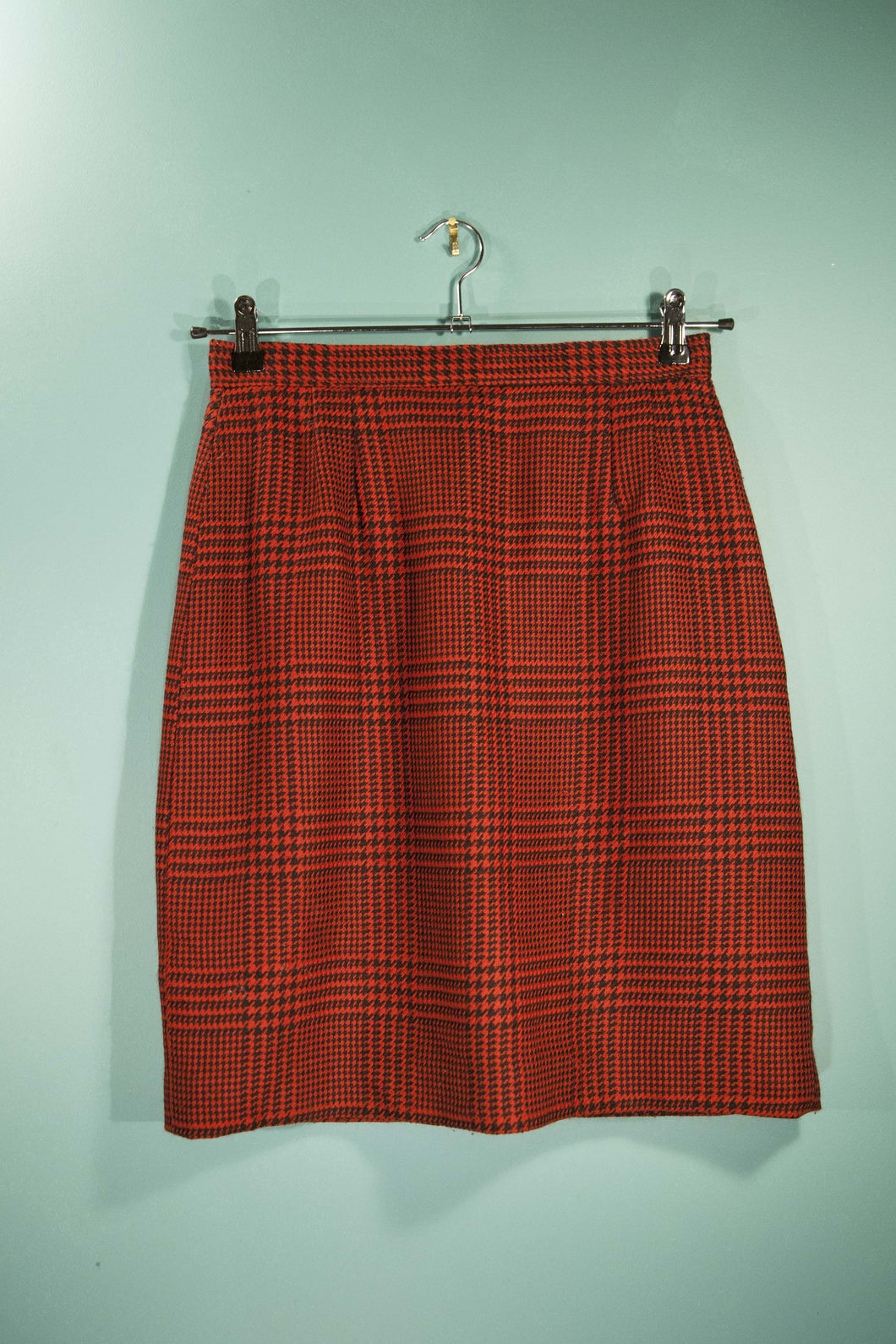 Jupe vintage laine tartan rouge et noire