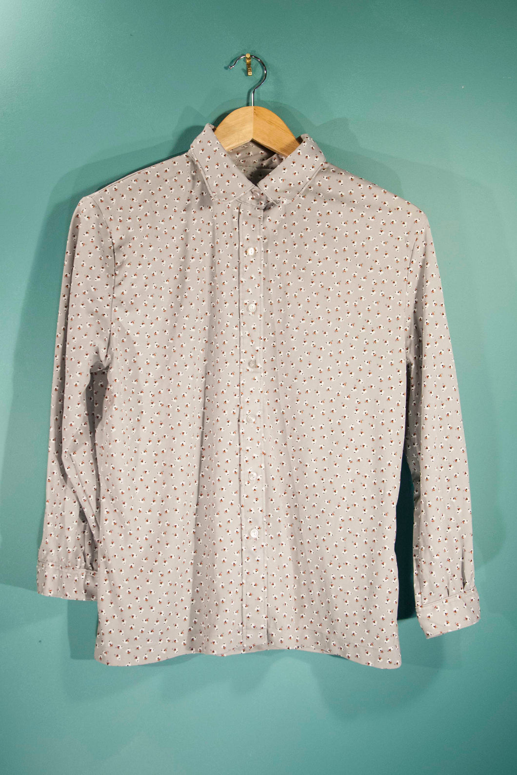 Chemise 70's vintage grise à motifs