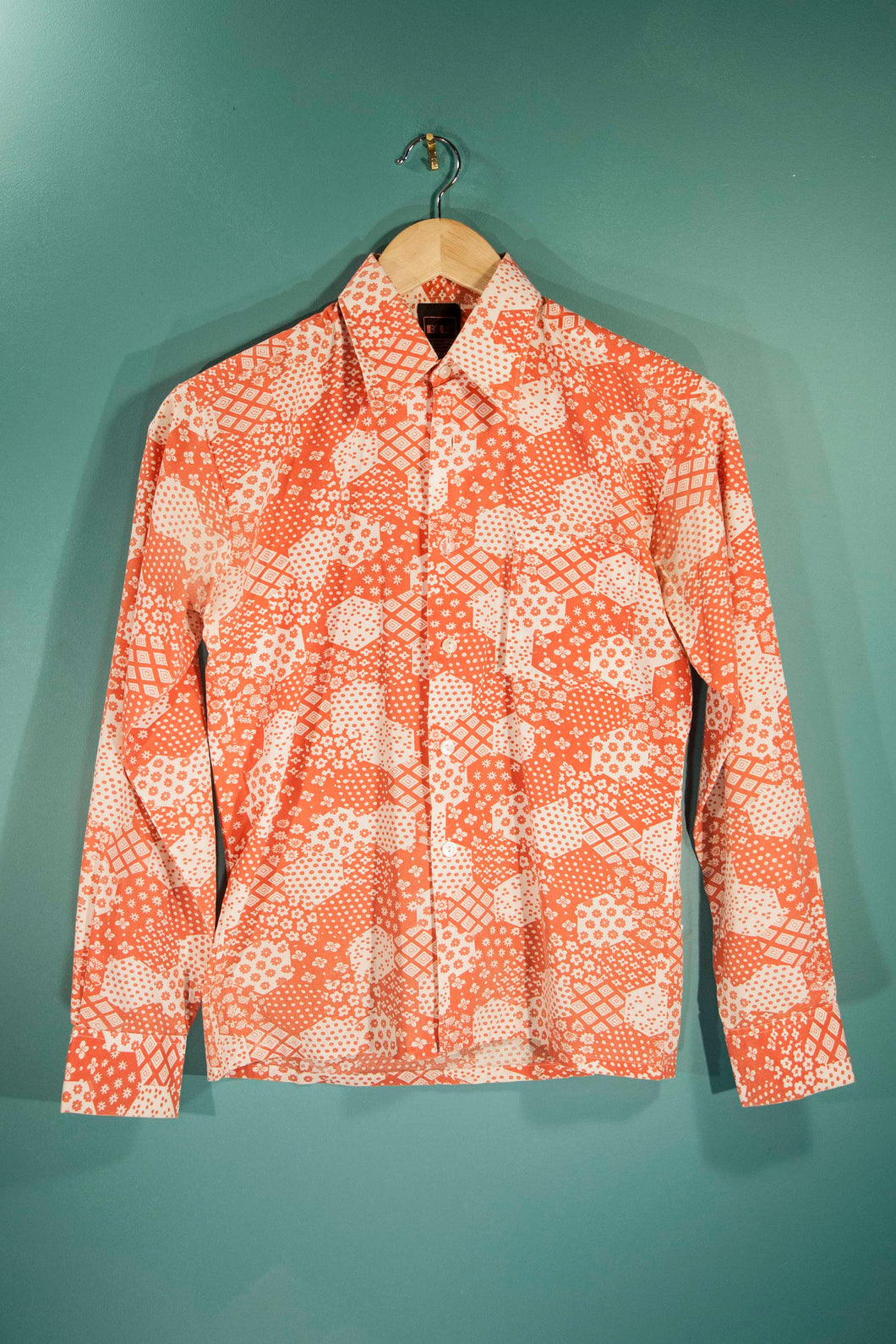 Chemise 70's vintage rouge et blanche