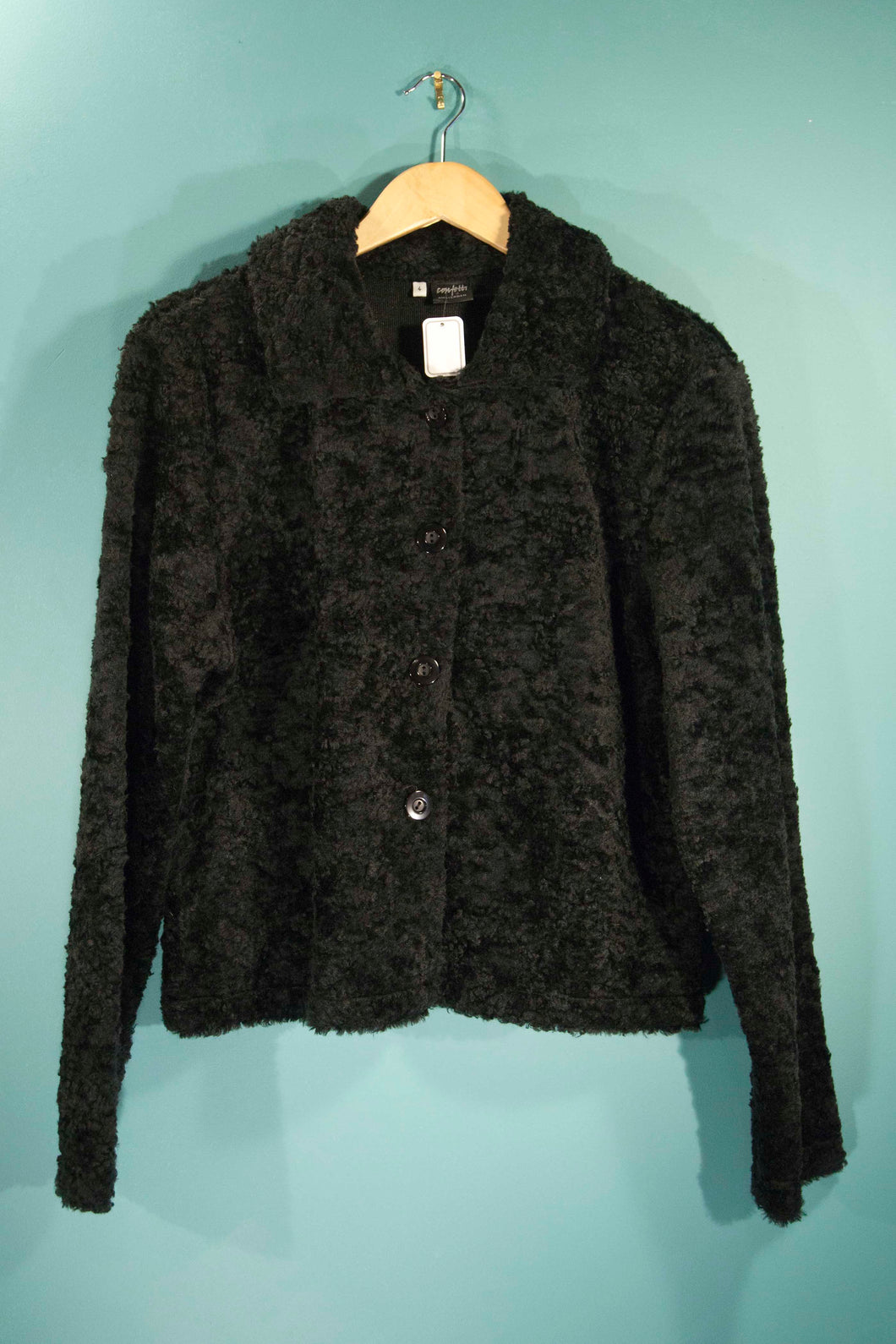 Veste noire fausse fourrure vintage