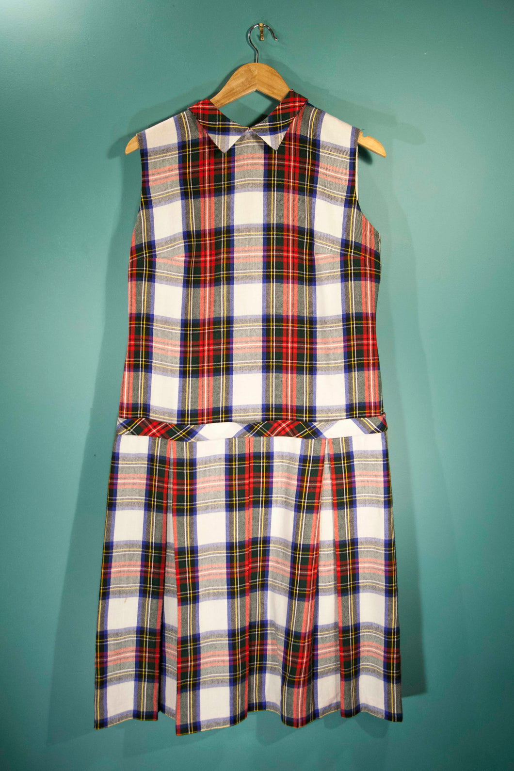 Robe en laine motif tartan vintage