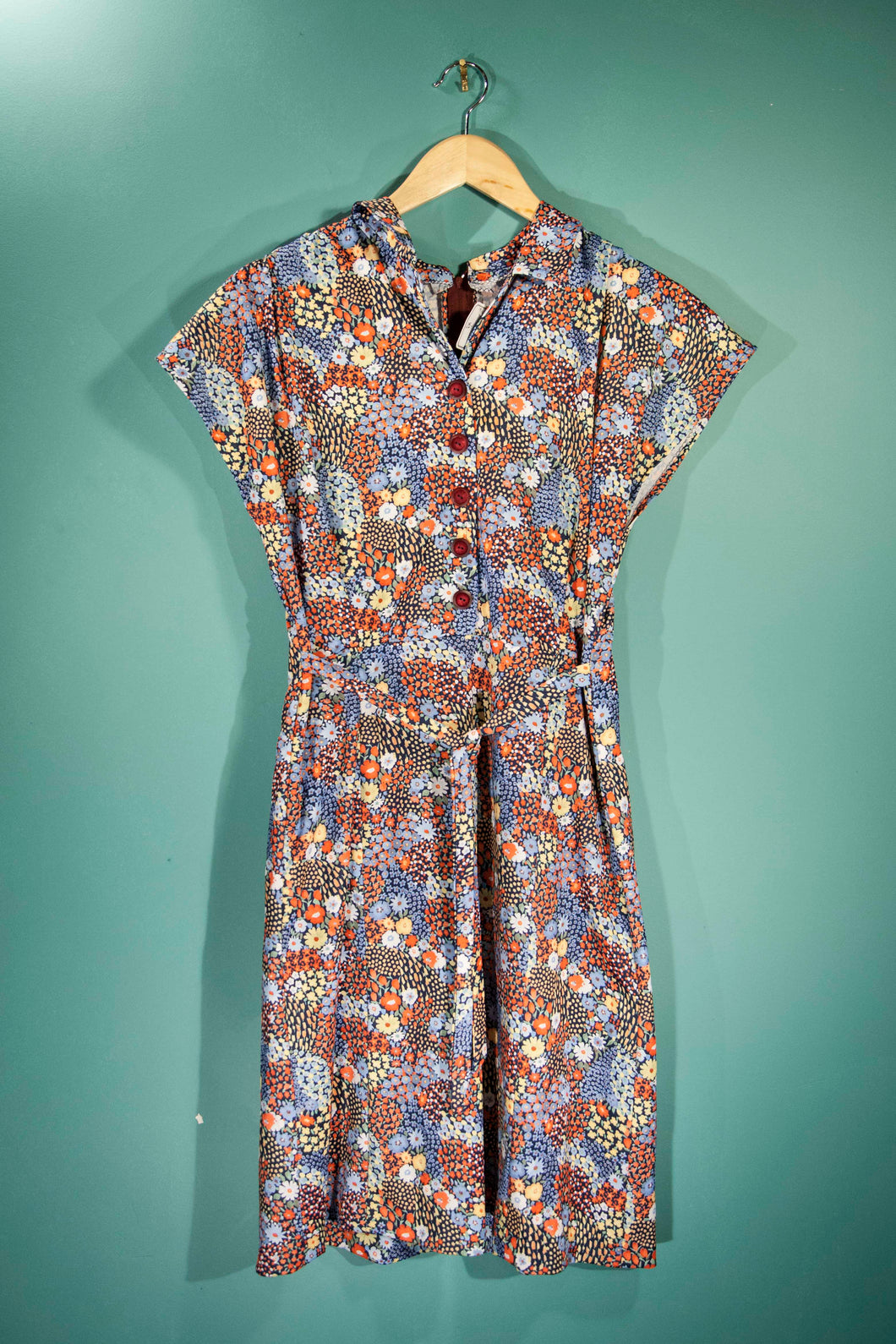 Robe à fleurs vintage bleue