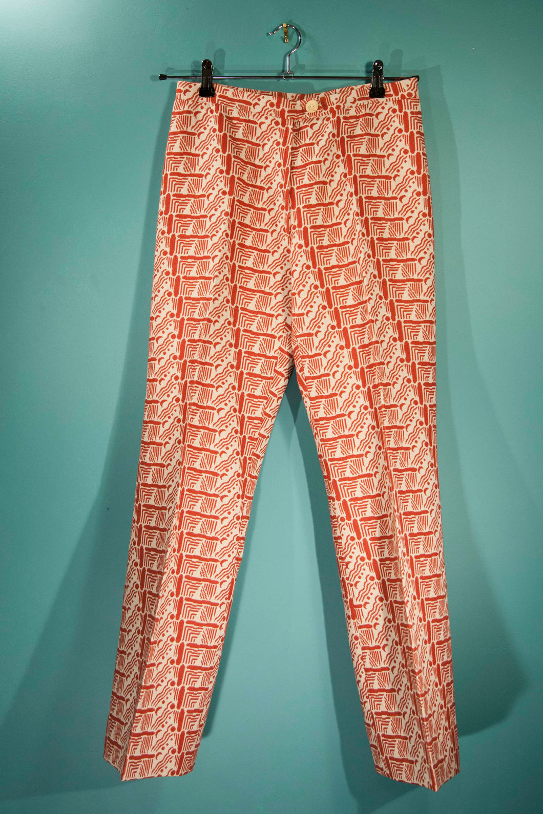 Pantalon 70's laine blanc et rouge vintage